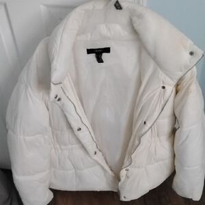 Forever 21 Women's Cream Puffer Jacket